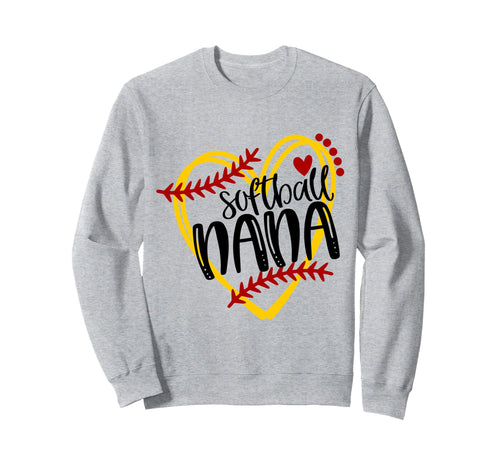 Softball Nana Grandma Heart Womens Sweatshirt - Custom Art Print Unisex - T-Shirt, Sweatshirt, Hoodie