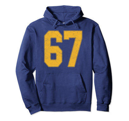 Number 67 Numbered Uniform Sports Team Hoodie - Novelty Apparel Unisex - T-Shirt, Sweatshirt, Hoodie