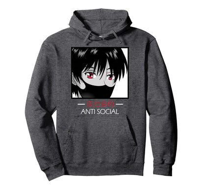 Anti Social Anime Aesthetic Vaporwave Hoodie - Fun Novelty Design Men Women - T-Shirt, Sweatshirt, Hoodie