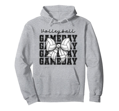 Volleyball Coquette Bow Game Day Cheer Hoodie - Fun Novelty Design Unisex - T-Shirt, Sweatshirt, Hoodie