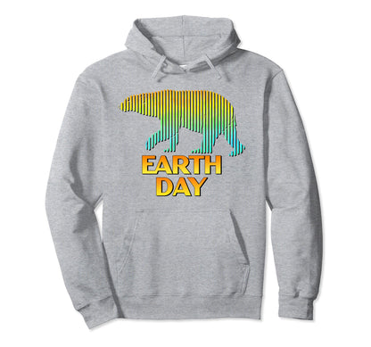 Earth Day 70S Polar Bear Rainbow Hoodie - Minimalist Print Unisex - T-Shirt, Sweatshirt, Hoodie
