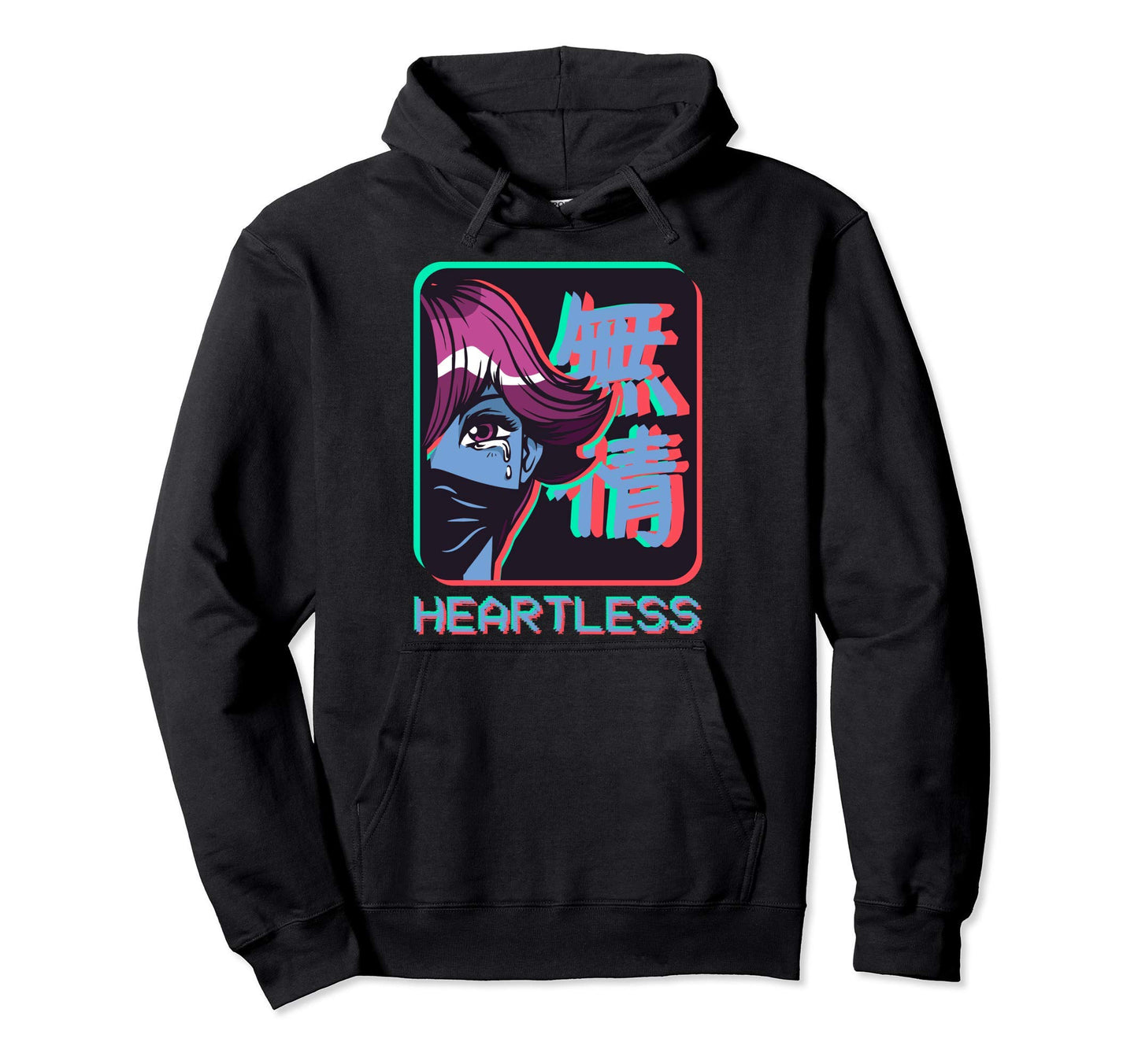 Sad Anime Heartless Japanese Text Hoodie - Novelty Apparel for Adults - T-Shirt, Sweatshirt, Hoodie