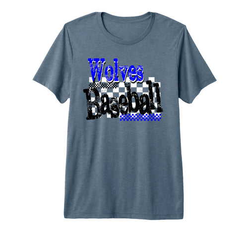 Wolves Checkered Baseball Mom Game Day T-Shirt - Unique Graphic for Adults - T-Shirt, Sweatshirt, Hoodie