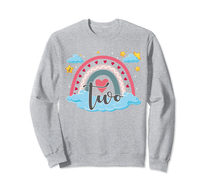 Two Year Old Boho Rainbow 2Nd Sweatshirt - Trendy Graphic for Adults - T-Shirt, Sweatshirt, Hoodie