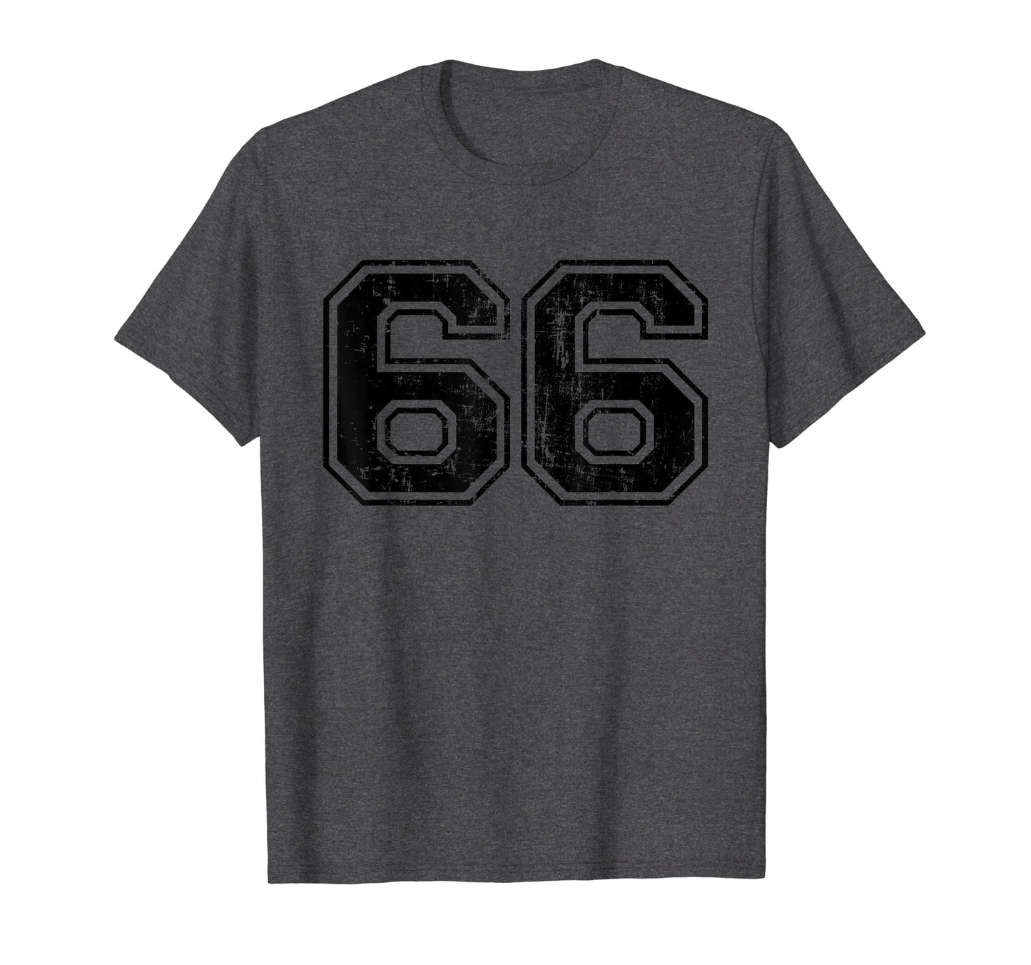 Number 66 Varsity Distressed Sport Team T-Shirt - Graphic Print for Adults - T-Shirt, Sweatshirt, Hoodie