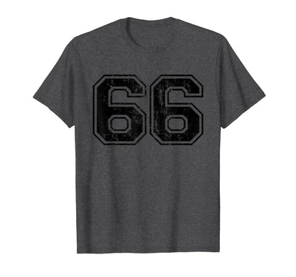 Number 66 Varsity Distressed Sport Team T-Shirt - Graphic Print for Adults - T-Shirt, Sweatshirt, Hoodie