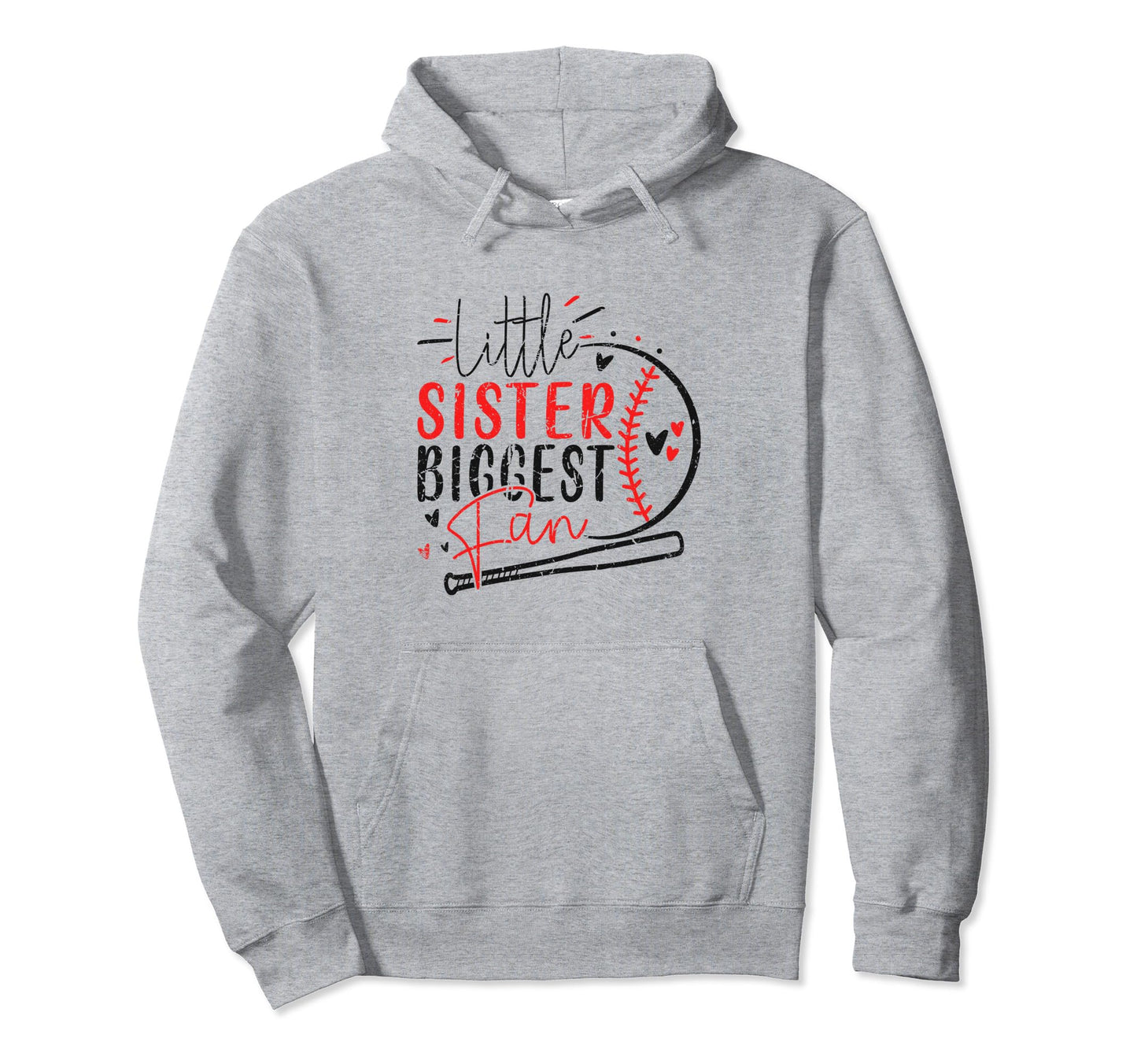 Little Sister Biggest Fan Funny Baseball Hoodie - Custom Art Print Unisex - T-Shirt, Sweatshirt, Hoodie