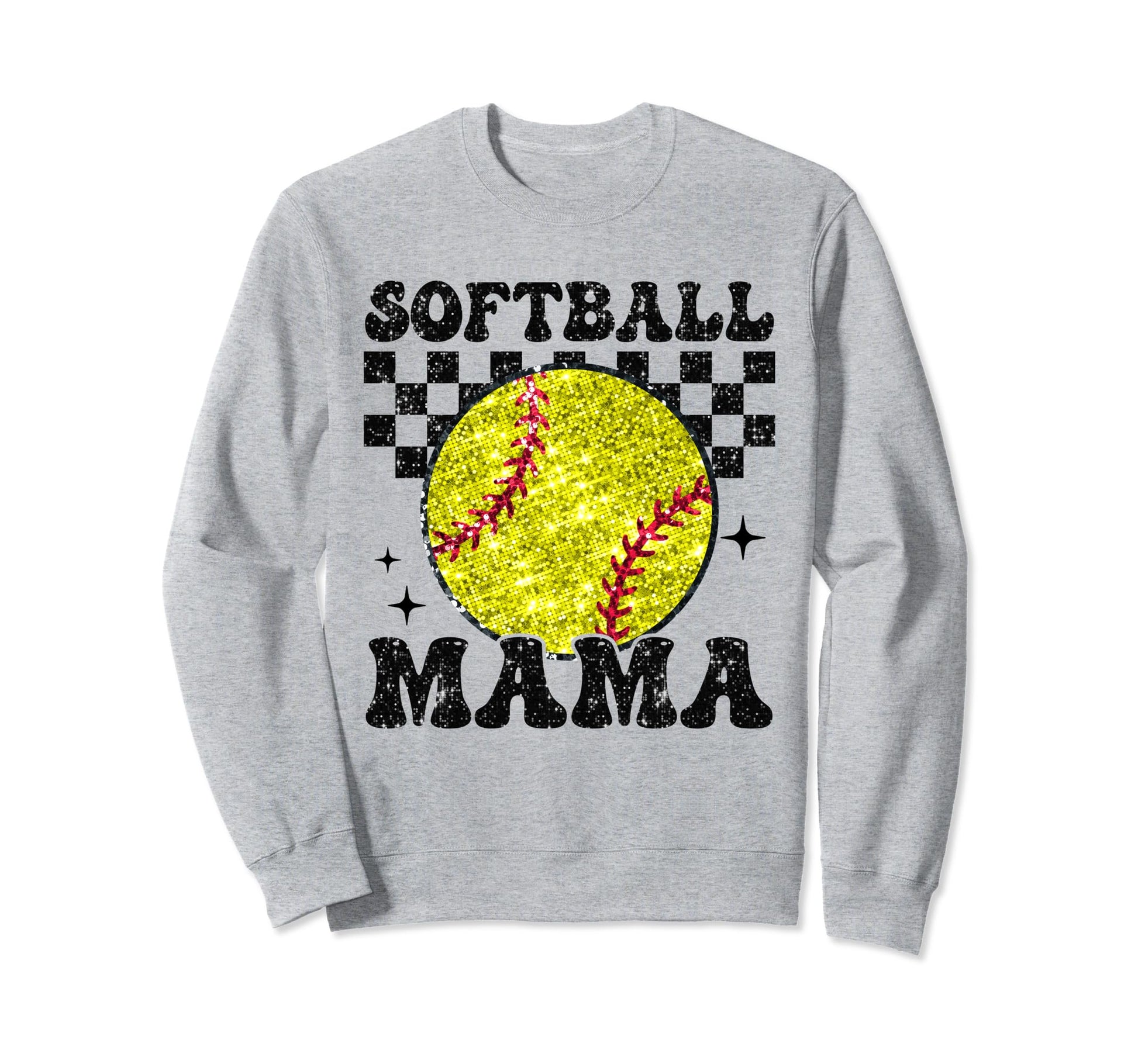 Softball Mama Checkered Funny Sweatshirt - Custom Art Print Unisex - T-Shirt, Sweatshirt, Hoodie