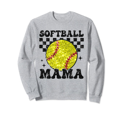 Softball Mama Checkered Funny Sweatshirt - Custom Art Print Unisex - T-Shirt, Sweatshirt, Hoodie