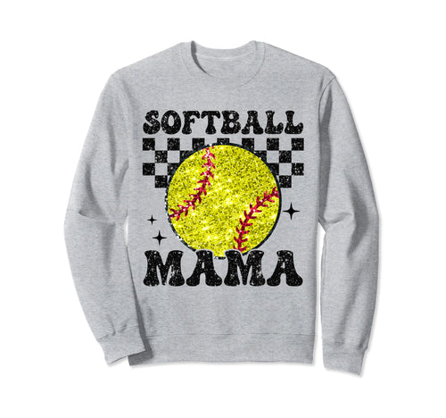 Softball Mama Checkered Funny Sweatshirt - Custom Art Print Unisex - T-Shirt, Sweatshirt, Hoodie