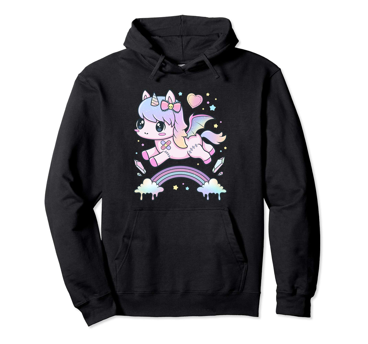 Kawaii Pastel Goth Creepy Unicorn Hoodie - Trendy Graphic Men Women - T-Shirt, Sweatshirt, Hoodie