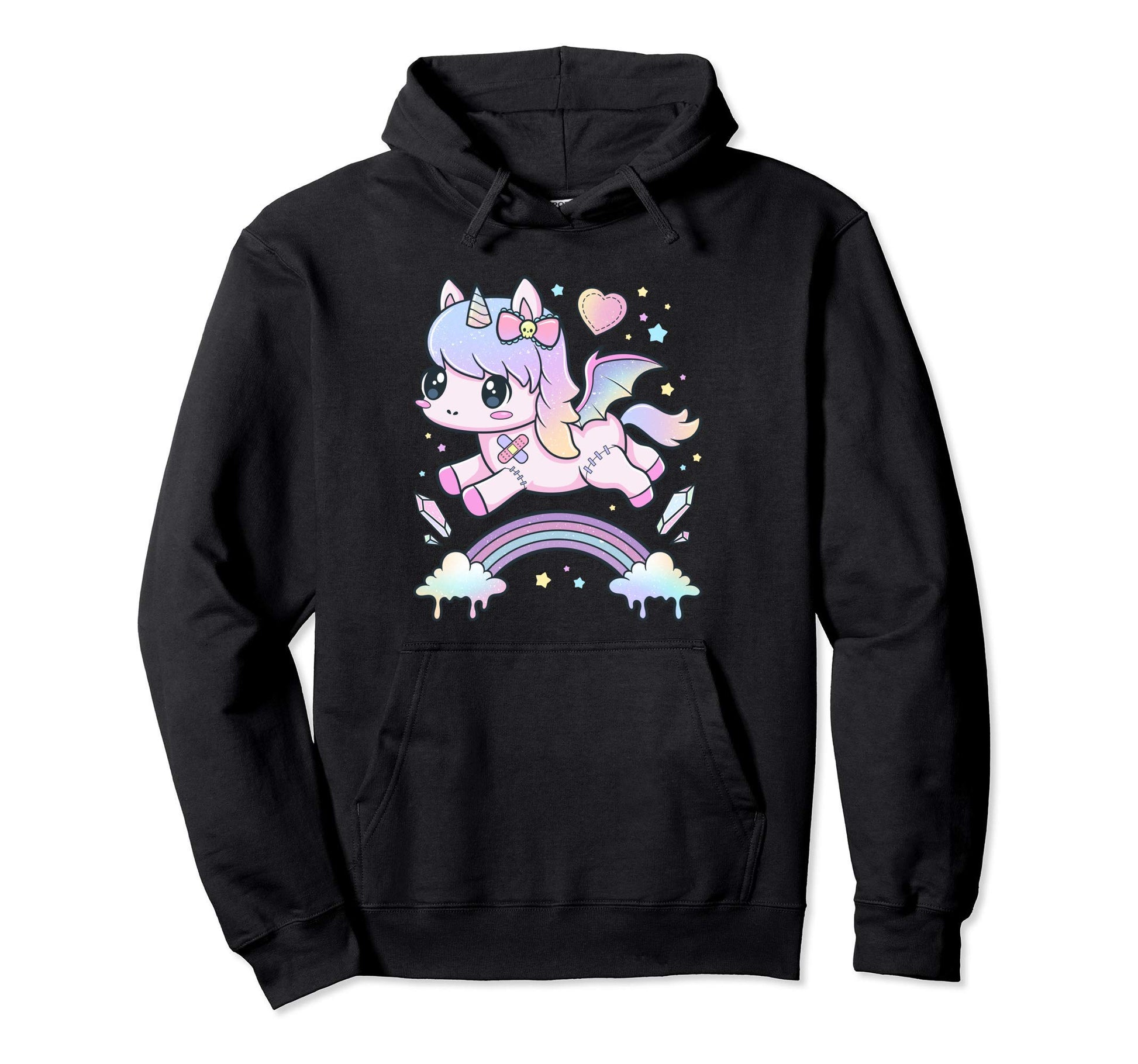 Kawaii Pastel Goth Creepy Unicorn Hoodie - Trendy Graphic Men Women - T-Shirt, Sweatshirt, Hoodie