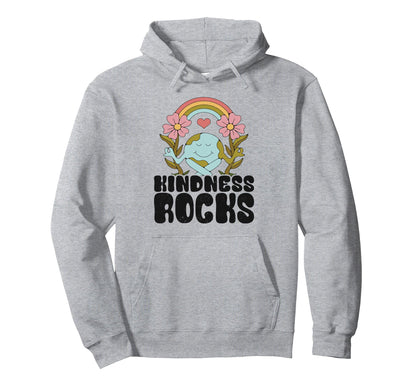 Hippie Teacher Rainbow Kindness Rocks Hoodie - Novelty Apparel Unisex - T-Shirt, Sweatshirt, Hoodie