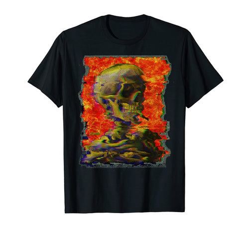 Van Gogh Skull Skeleton Lofi Glitch T-Shirt - Custom Art Print Men Women - T-Shirt, Sweatshirt, Hoodie