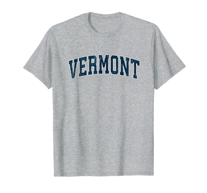 Vermont Varsity Sports Navy Text T-Shirt - Streetwear Style for Adults - T-Shirt, Sweatshirt, Hoodie