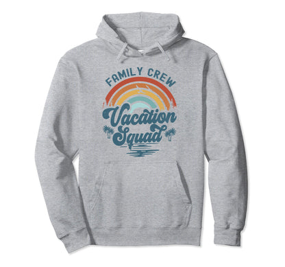 Family Crew Vacation Squad Groovy Hoodie - Novelty Apparel for Adults - T-Shirt, Sweatshirt, Hoodie