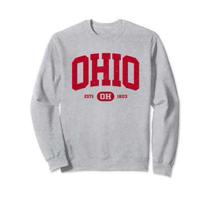 Red Oh Varsity Ohio Sweatshirt - Unique Graphic Men Women - T-Shirt, Sweatshirt, Hoodie