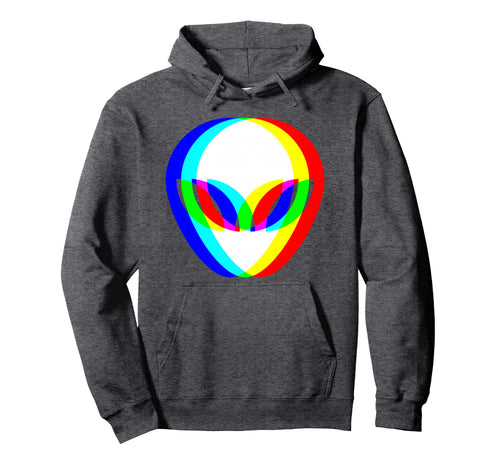 Alien Head Trippy Vaporwave Techno Rave Hoodie - Graphic Print for Adults - T-Shirt, Sweatshirt, Hoodie