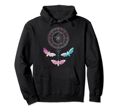 Boho Celestial Body Moon Insect Moth Hoodie - Novelty Apparel Men Women - T-Shirt, Sweatshirt, Hoodie