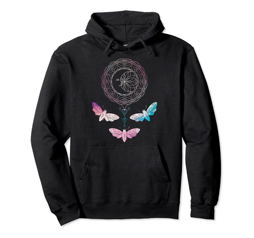 Boho Celestial Body Moon Insect Moth Hoodie - Novelty Apparel Men Women - T-Shirt, Sweatshirt, Hoodie