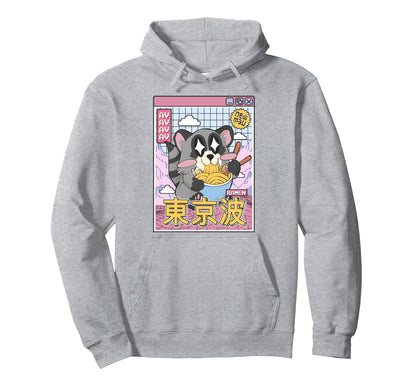 Raccoon Eating Ramen Kawaii Vaporwave Hoodie - Novelty Apparel Unisex - T-Shirt, Sweatshirt, Hoodie