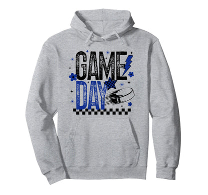 Ice Hockey Game Day Hockey Mom Blue Hoodie - Fun Novelty Design Unisex - T-Shirt, Sweatshirt, Hoodie