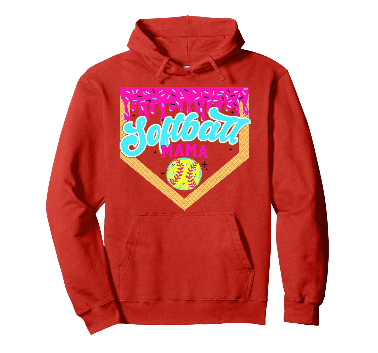 Softball Mama Drip Ice Cream Dripping Hoodie - Aesthetic Graphic Men Women - T-Shirt, Sweatshirt, Hoodie