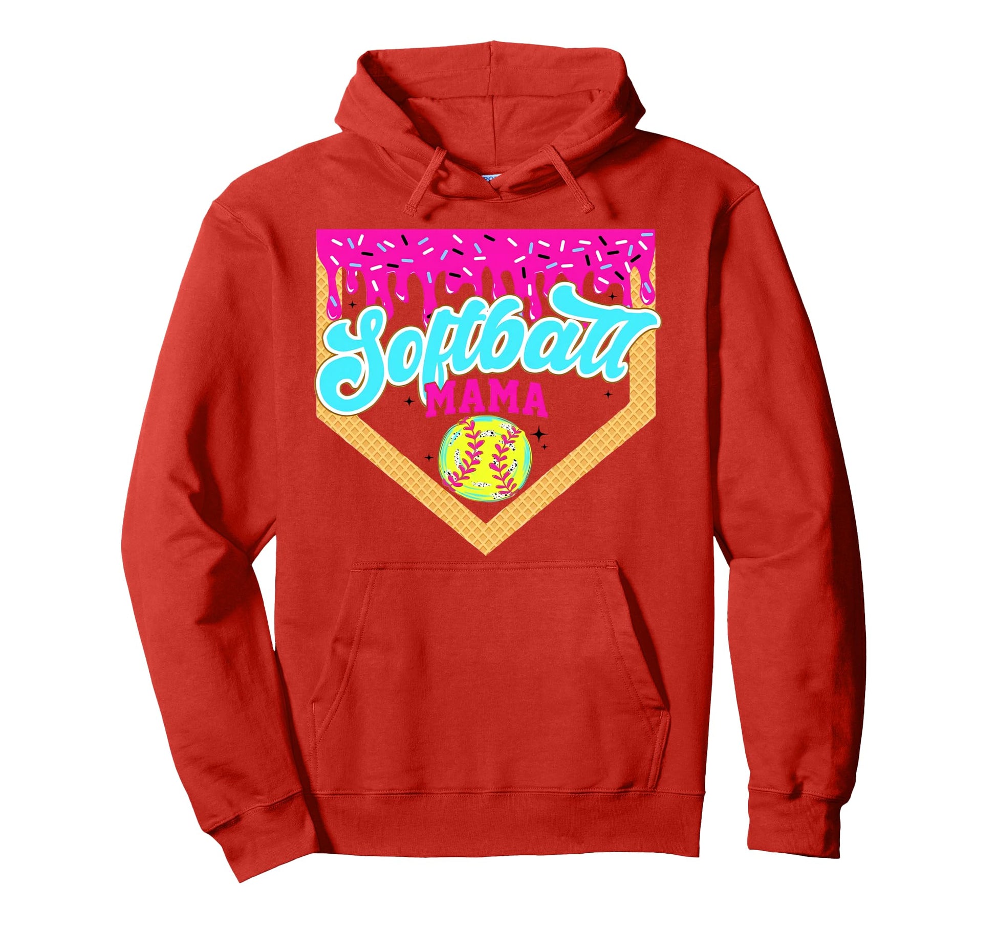 Softball Mama Drip Ice Cream Dripping Hoodie - Aesthetic Graphic Men Women - T-Shirt, Sweatshirt, Hoodie
