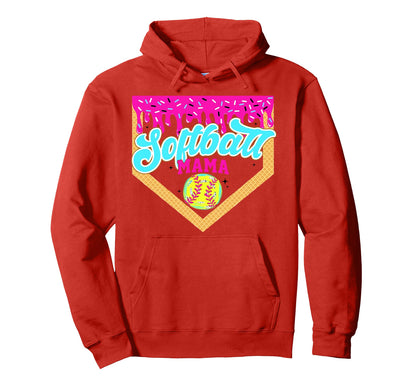 Softball Mama Drip Ice Cream Dripping Hoodie - Aesthetic Graphic Men Women - T-Shirt, Sweatshirt, Hoodie