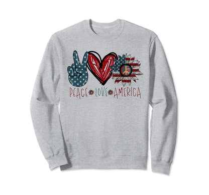 Peace Love America Sweatshirt - Novelty Apparel for Adults - T-Shirt, Sweatshirt, Hoodie