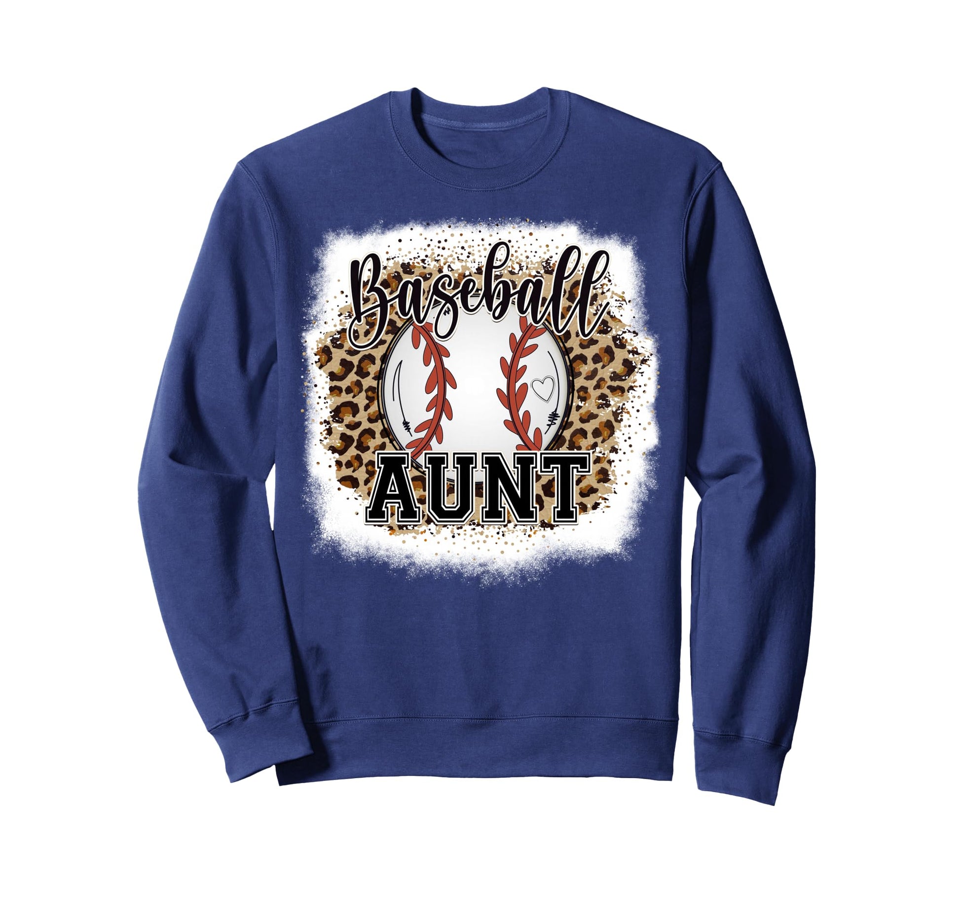 Baseball Aunt Leopard Bleached Sweatshirt - Trendy Graphic for Adults - T-Shirt, Sweatshirt, Hoodie