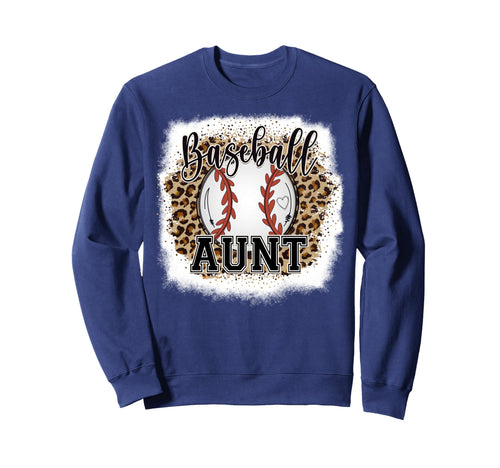 Baseball Aunt Leopard Bleached Sweatshirt - Trendy Graphic for Adults - T-Shirt, Sweatshirt, Hoodie