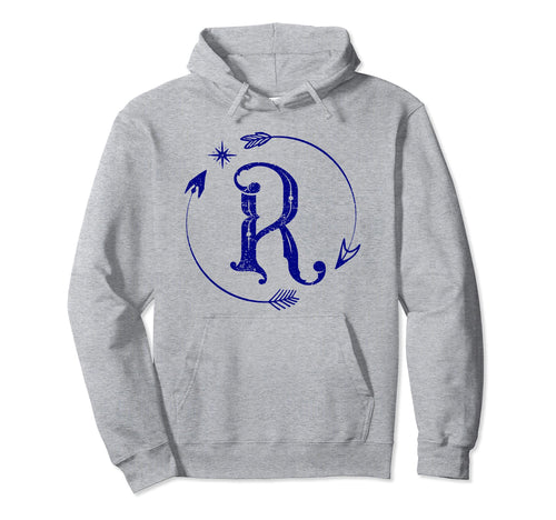 Initial R Monogram Boho Name Letter R Hoodie - Fun Novelty Design Men Women - T-Shirt, Sweatshirt, Hoodie