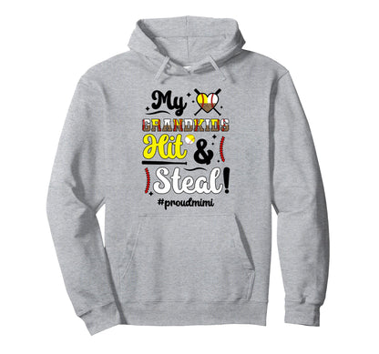 Grandkids Hit Steal Baseball Hoodie - Casual Everyday Wear for Adults - T-Shirt, Sweatshirt, Hoodie