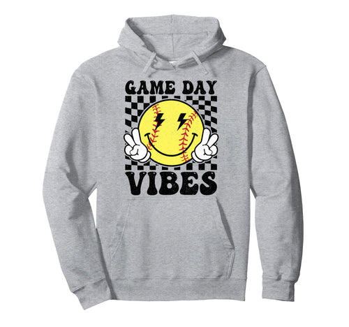Groovy Softball Game Day Vibes Hoodie - Custom Art Print for Adults - T-Shirt, Sweatshirt, Hoodie