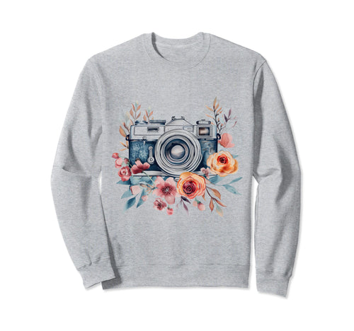 Photographer Camera Flowers Sweatshirt - Streetwear Style Unisex - T-Shirt, Sweatshirt, Hoodie