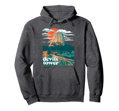 Devils Tower Monument Hoodie - Trendy Graphic Unisex - T-Shirt, Sweatshirt, Hoodie
