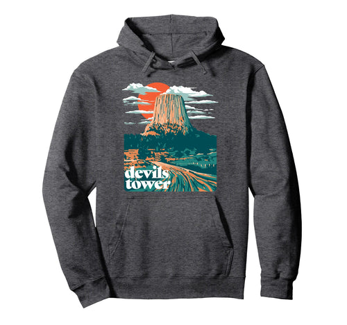 Devils Tower Monument Hoodie - Trendy Graphic Unisex - T-Shirt, Sweatshirt, Hoodie