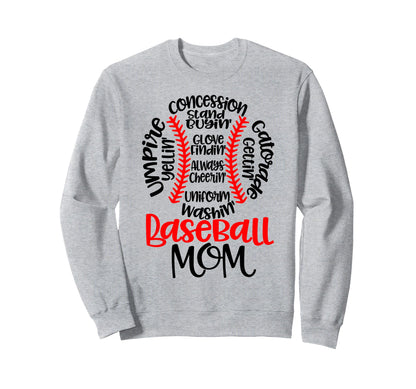 Baseball Mom Funny T Ball Game Mothers Sweatshirt - Unique Graphic Unisex - T-Shirt, Sweatshirt, Hoodie