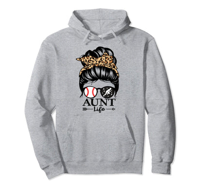 Aunt Life Messy Bun Hair Funny Baseball Hoodie - Custom Art Print Unisex - T-Shirt, Sweatshirt, Hoodie