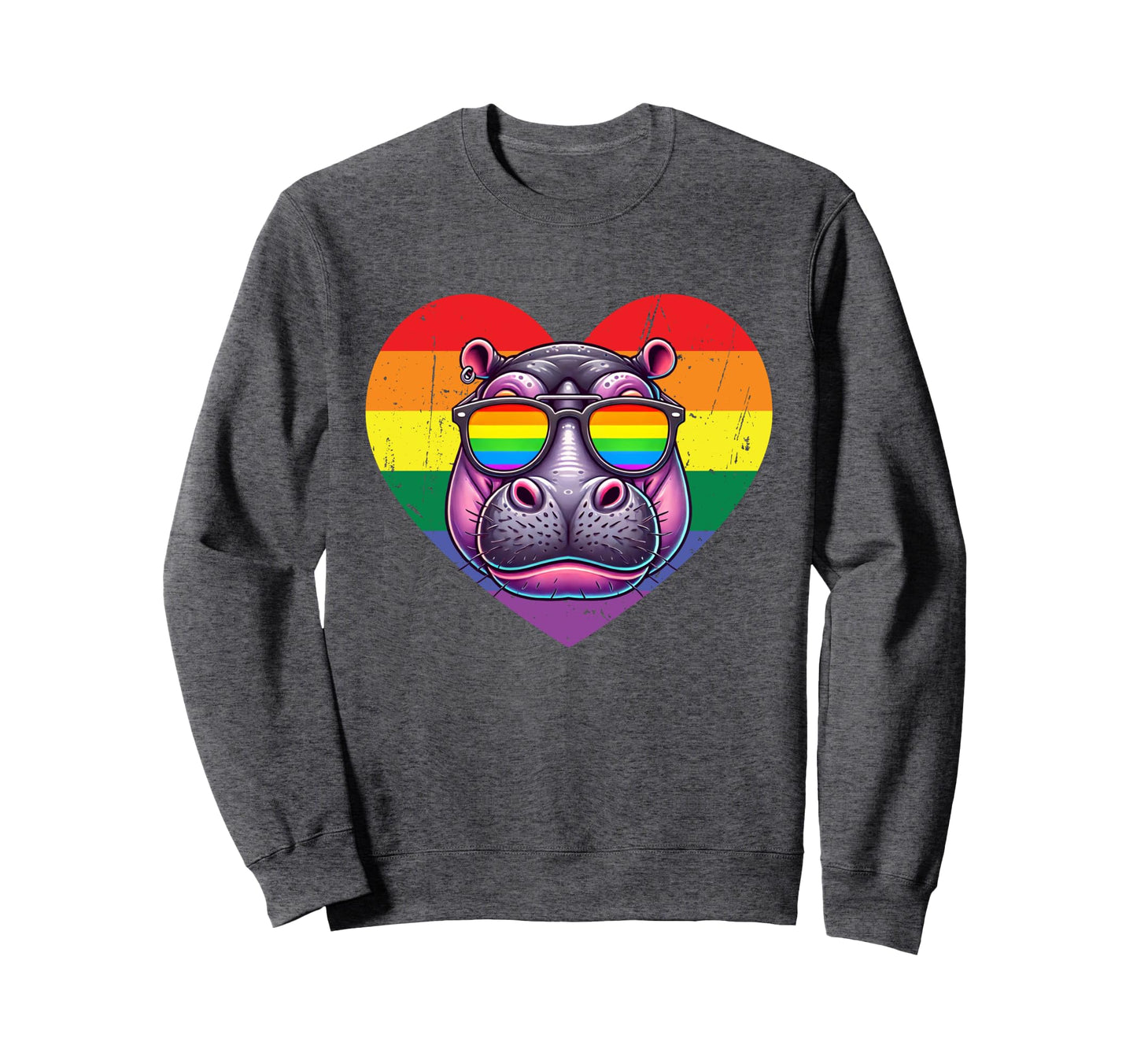 Rainbow Love Heart Pride Lgbt Sweatshirt - Fun Novelty Design Men Women - T-Shirt, Sweatshirt, Hoodie