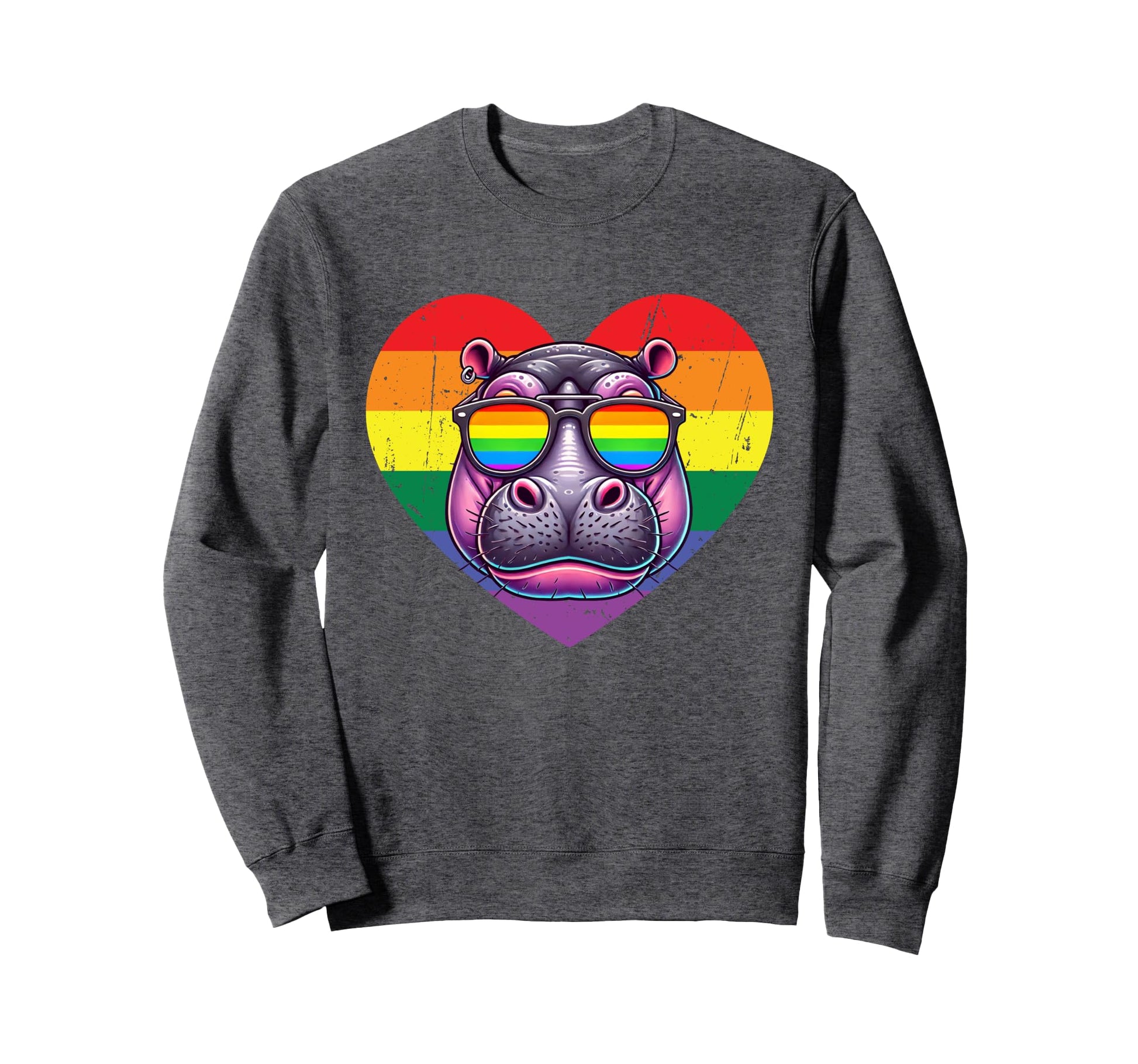 Rainbow Love Heart Pride Lgbt Sweatshirt - Fun Novelty Design Men Women - T-Shirt, Sweatshirt, Hoodie