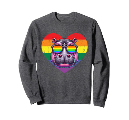 Rainbow Love Heart Pride Lgbt Sweatshirt - Fun Novelty Design Men Women - T-Shirt, Sweatshirt, Hoodie