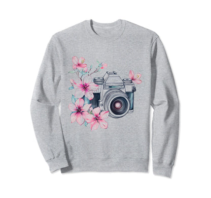 Photographer Camera Flowers Sweatshirt - Novelty Apparel for Adults - T-Shirt, Sweatshirt, Hoodie