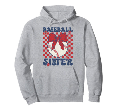 Baseball Sister Coquette Bow Sport Hoodie - Fun Novelty Design Unisex - T-Shirt, Sweatshirt, Hoodie