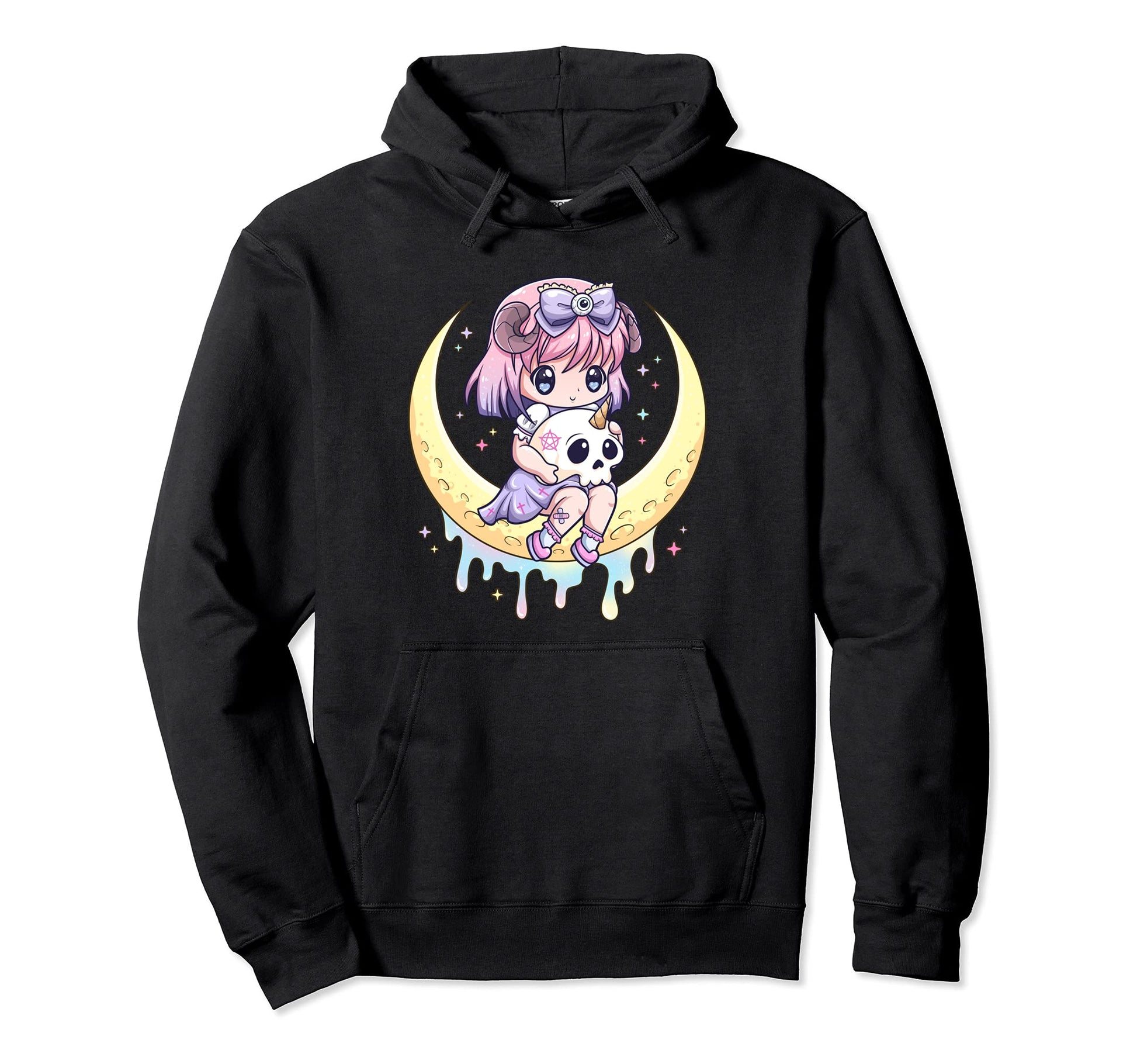 Kawaii Pastel Goth Creepy Menhera Hoodie - Minimalist Print for Adults - T-Shirt, Sweatshirt, Hoodie
