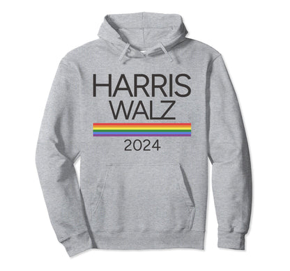 Harris Walz 2024 Rainbow Pride Flag Lgbtq Hoodie - Graphic Print Unisex - T-Shirt, Sweatshirt, Hoodie