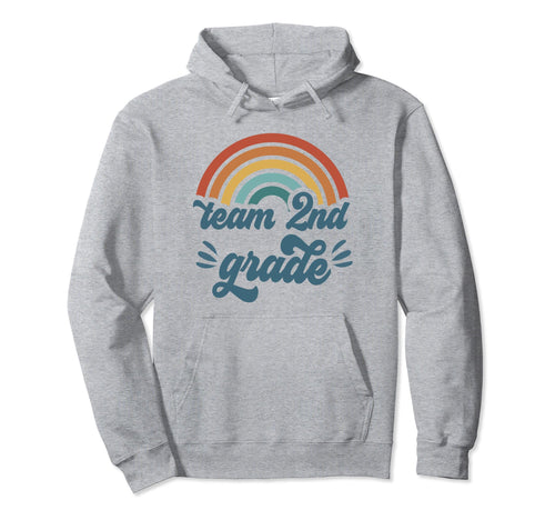 Team 2Nd Grade Groovy Rainbow First Hoodie - Aesthetic Graphic Men Women - T-Shirt, Sweatshirt, Hoodie