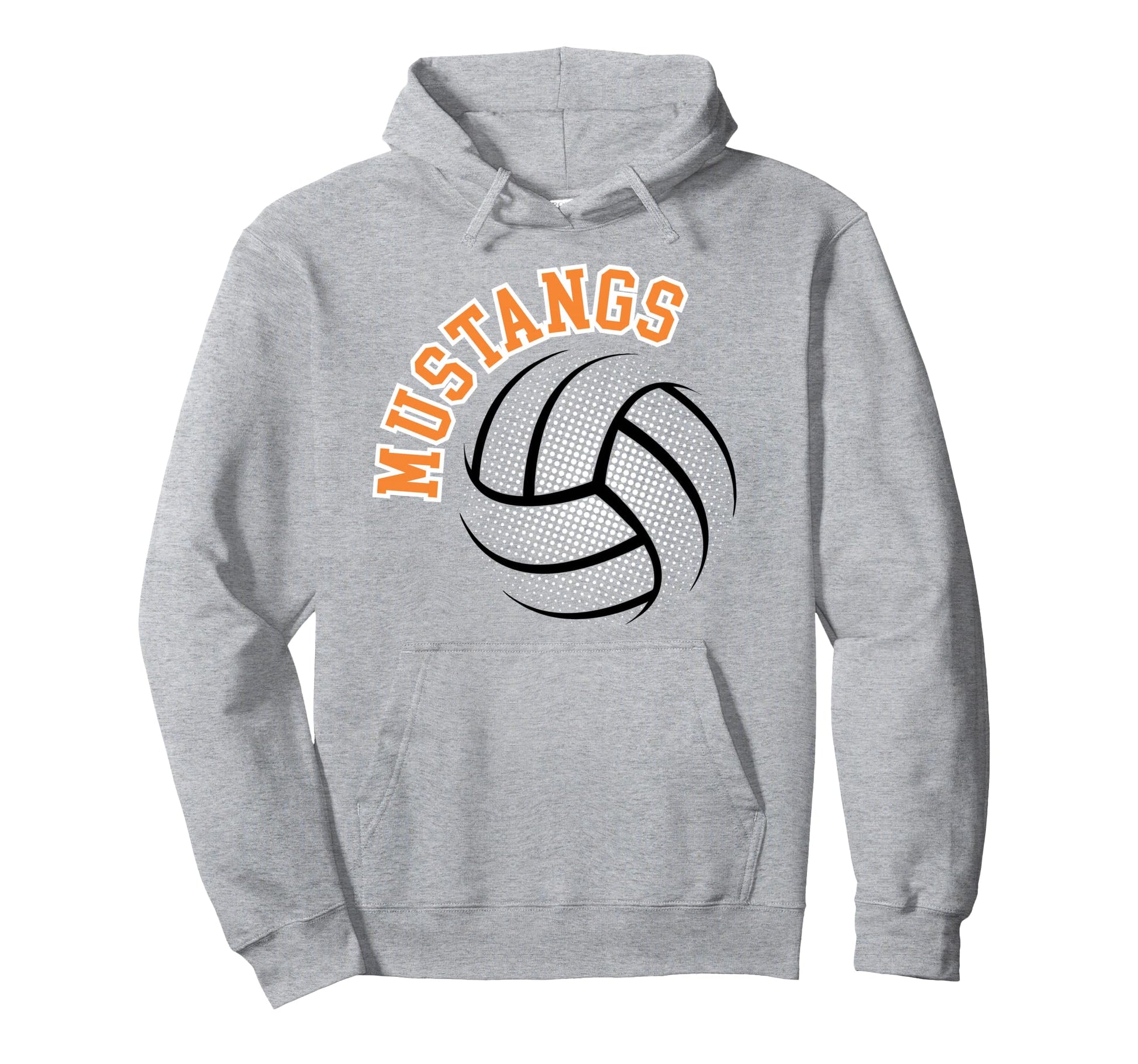 Mustangs Volleyball Mom Game Day Orange Hoodie - Trendy Graphic Unisex - T-Shirt, Sweatshirt, Hoodie