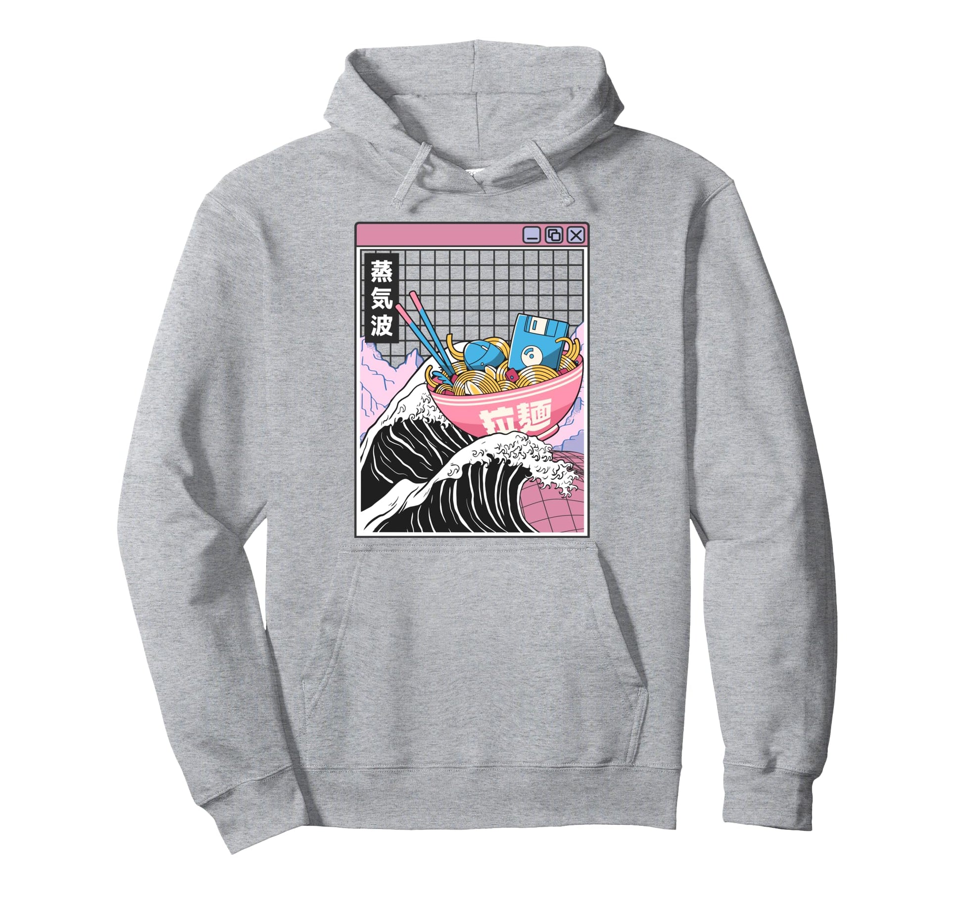 Digital Ramen Bowl Kanagawa Wave Hoodie - Aesthetic Graphic for Adults - T-Shirt, Sweatshirt, Hoodie